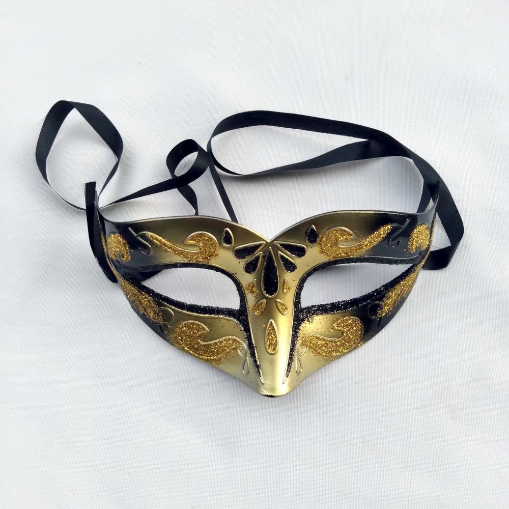 Gold Masquerade Venetian Mask / Black Trim